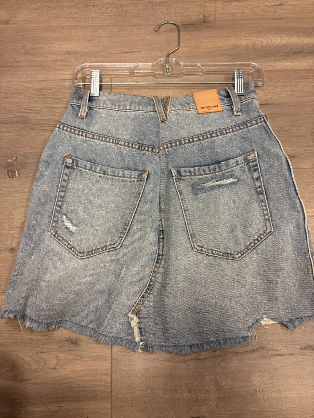 We The Free People Brea distressed denim skirt